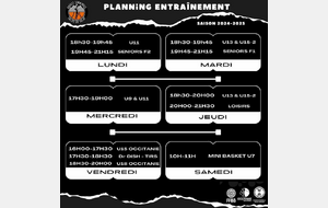 Planning Entrainement saison 2024 - 2025