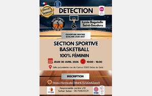 La Section Sports Études Basket Féminin - Nouvelle Session de Détection !