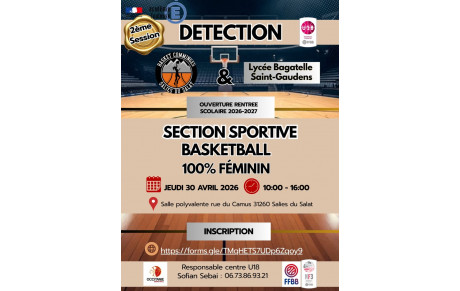 La Section Sports Études Basket Féminin - Nouvelle Session de Détection !